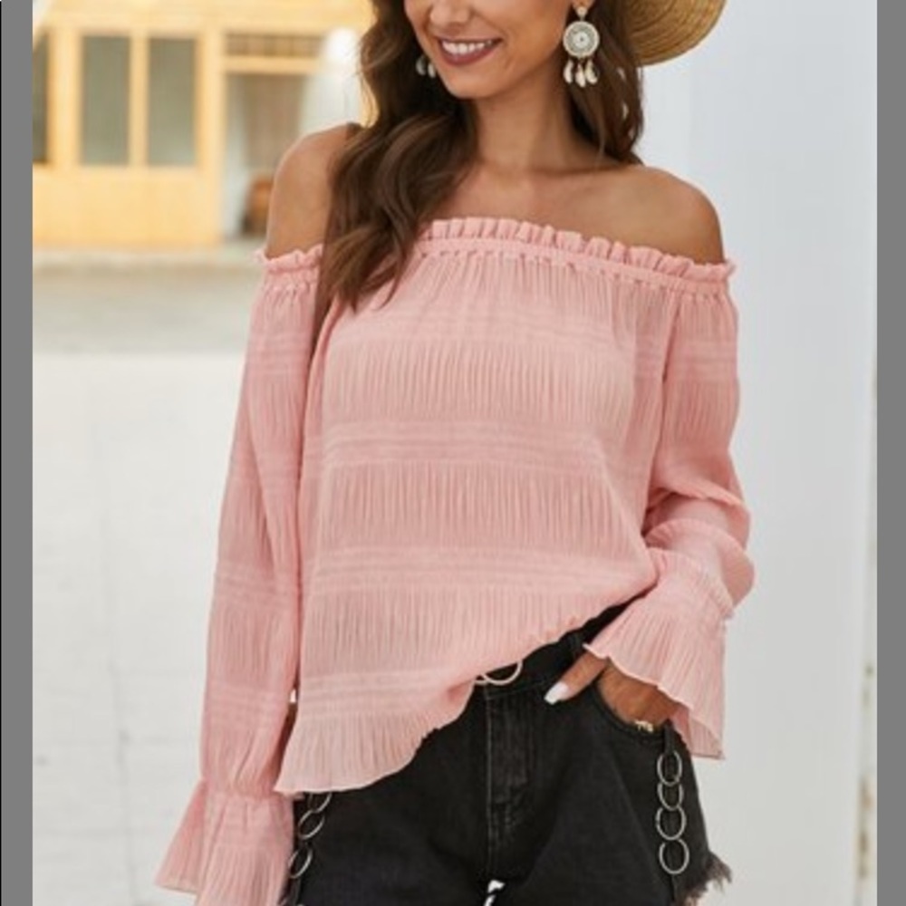 Brand new  pink tiered off shoulder top